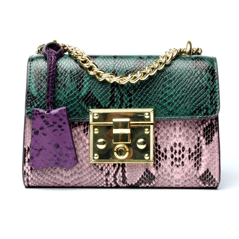 

new Hot High Grade lady's Serpentine Genuine Leather Chains Bag Ladies Shoulder Bags lady Messenger Female Luxury Flap