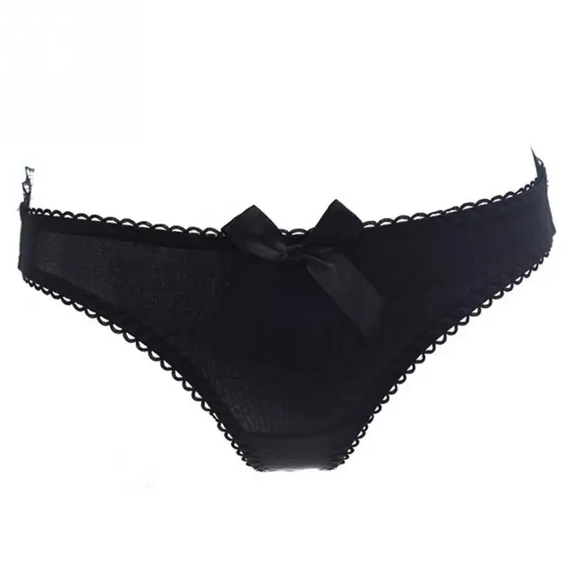 Women sexy Bow tie perspective hollow out back low waist underwear