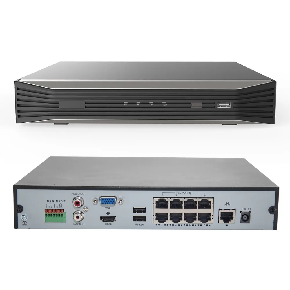 Anpviz 4K разрешение 8CH POE NVR NVR3008-4K-8P 8-Канальный Plug& Play сетевой видеорегистратор H.265 8 POE портов 1-ch HDMI до 8MP