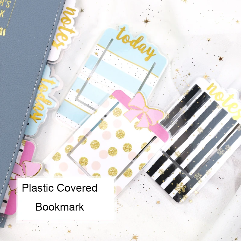 

Fromthenon Cute Pvc Plastic Covered Bookmark Today Notes Bow Tie Cute Notebook Index Planner Decorative Accessories Stationery