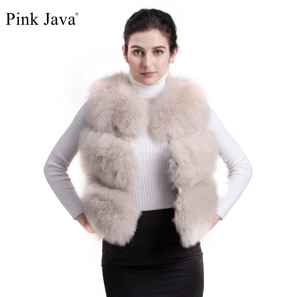 Розовый JAVA QC9437 высокого класса Мода натуральный Лисий мех жилет одежда Настоящий Лисий короткий жилет высокое качество зима для женщин