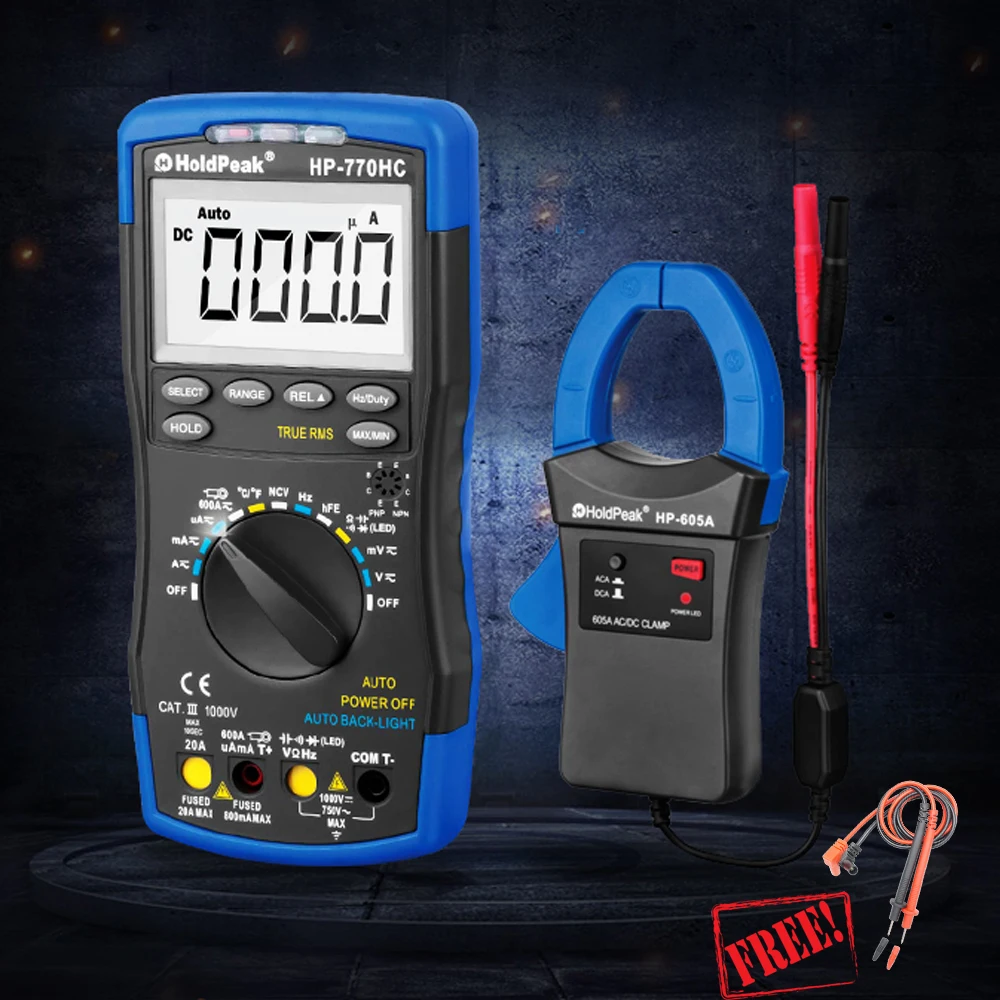 

HP-770HC HP-605A 1000V 600A Digital Multimeter Clamp Meter Multimetro True RMS NCV Feature Temperature Frequency Batter HP890CN