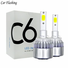 6000K C6 LED Car H1 H3 H4 H7 H11 H13 880 9004 9005 9006 9007 Headlights 72W 7200LM COB Auto Headlamp Bulbs Lights Car Styling