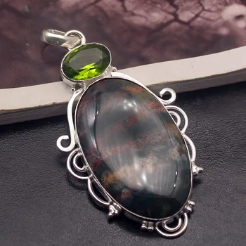 

Unique Fashion Sea Sediment Peridot Silver Color Charms Necklace Pendants AK108