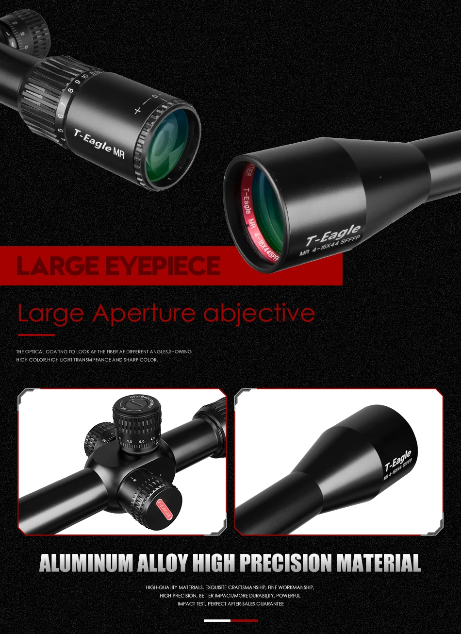 Rifles de Longo T-eagle Sfffp Escopo Mira Óptica Caça Riflescope Focagem Lateral Rifle Scope Sniper Alcance mr 4-16x44 Mod. 1271274 4 T-eagle mr sfffp 4-16x44 escopo mira óptica