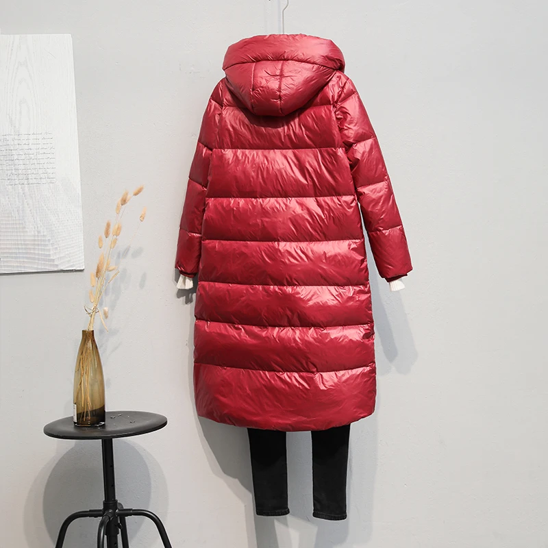 Winter Coat Jacket Women's Hooded Thick Warm Long Down Parkas Loose Coat White Duck Down Jacket High Quality Female Coat