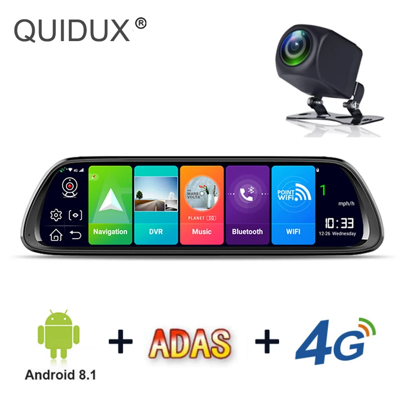 

Android 8.1 Car Rearview mirror DVR Camera GPS Navigation FHD Dash cam Video Recorder Bluetooth WiFi 10" 4G ADAS Dual lens