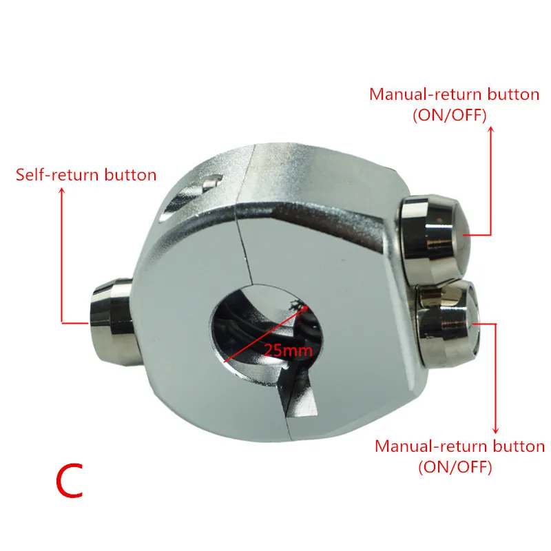 25 мм/22 мм/Алюминий CNC мотоциклетные переключатели руля монтажными головками под светильник тумана светильник Рог тормоз ВКЛ/ВЫКЛ Start убить 3 кнопочного выключателя - Цвет: Silver(C)