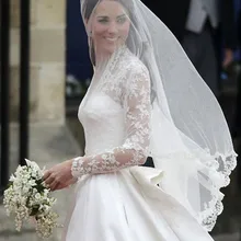 Пользовательские Шампанское Люкс Покрывал Один Слой Тюля Принцесса Глава Волос Штук Белый Кот Черный Короткие Кружева Пальца Свадебная Фата V178