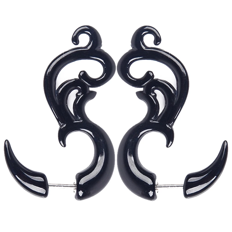 2pcs Black Acrylic Spiral Ear Tunnel Plugs Gauge Expanders Taper Stretcher Earlobe Earring Body Jewelry Piercing Earring