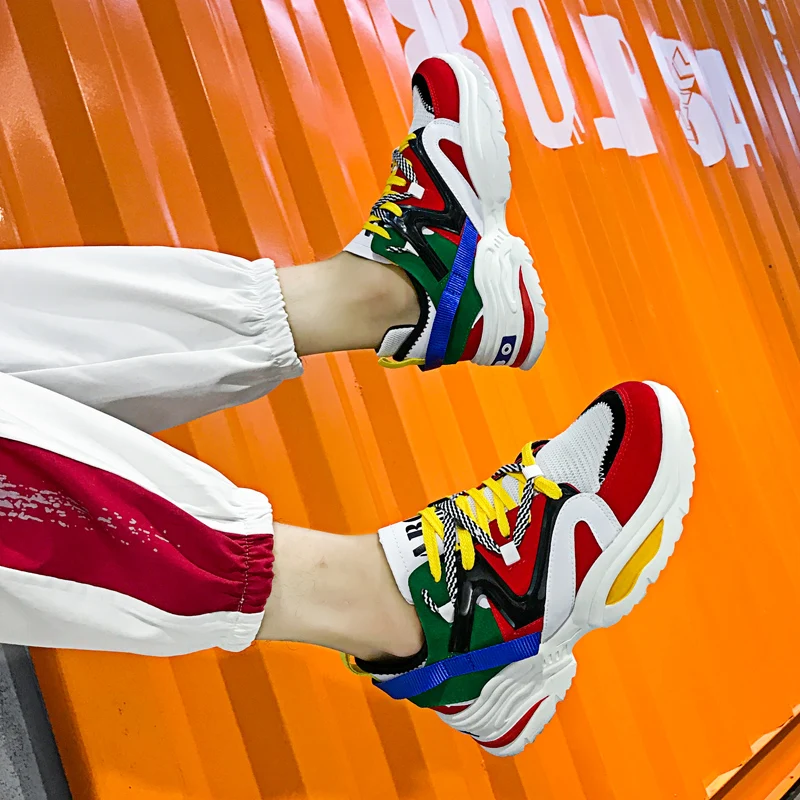 Женские кроссовки с амортизацией и дышащей сеткой, увеличивающие рост 6 см, INS Ulzza, кроссовки Harajuku, Уличная обувь на плоской подошве, прогулочная обувь