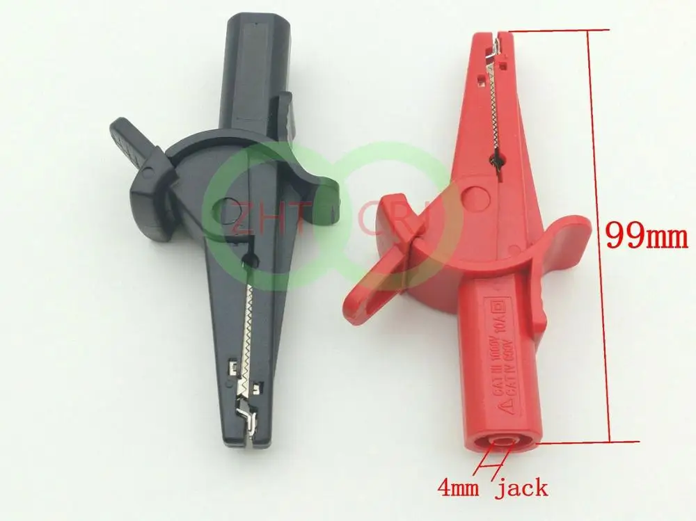 Alligator clips 2pcs 10A 1000V Alligator Clip Copper For Multimeter Pen 4mm Banana connector adapter