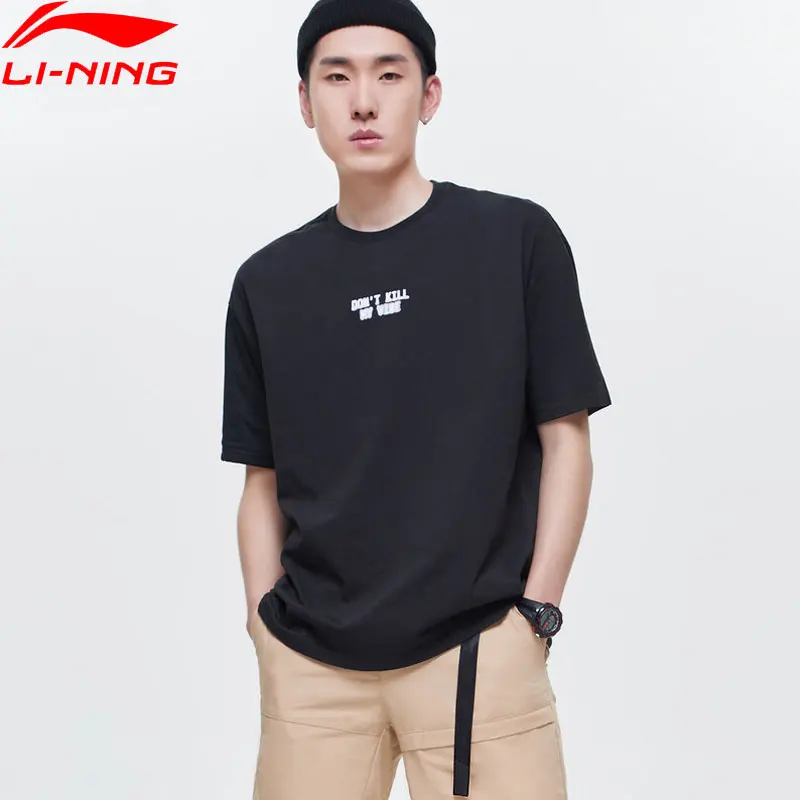 

Li-Ning Men The Trend Short Sleeve Tee 72% Cotton 28% Polyester Loose Fit LiNing Sports T-shirts Tops AHSP127 MTS3094