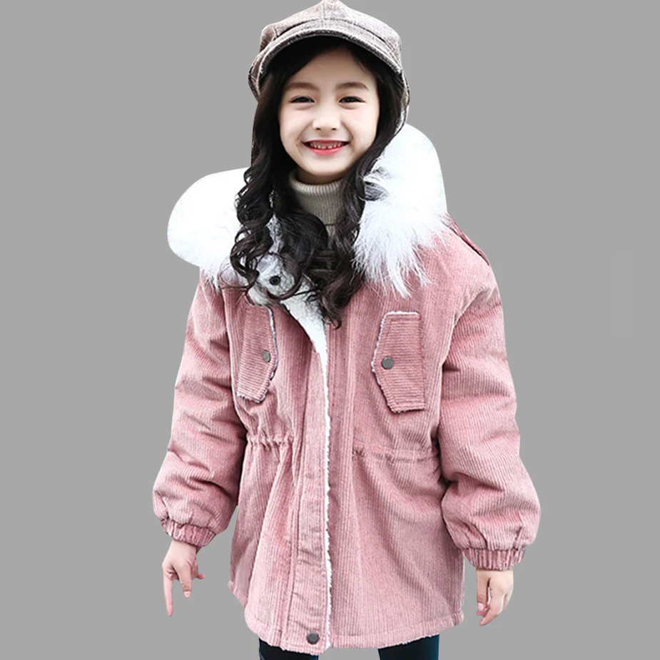 

Winter Jackets For Girls Fur Hooded Warm Girls Coat Embroidery Kids Jackets Autumn Teen Christmas Girls Clothes For 5-14 Years