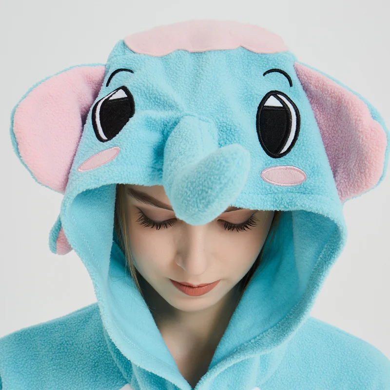 Elephant Adult Pajamas Polar Fleece Onesies Kigurumi For Halloween Pink One-piece Jumpsuit Siamese Cosplay Custome (8)