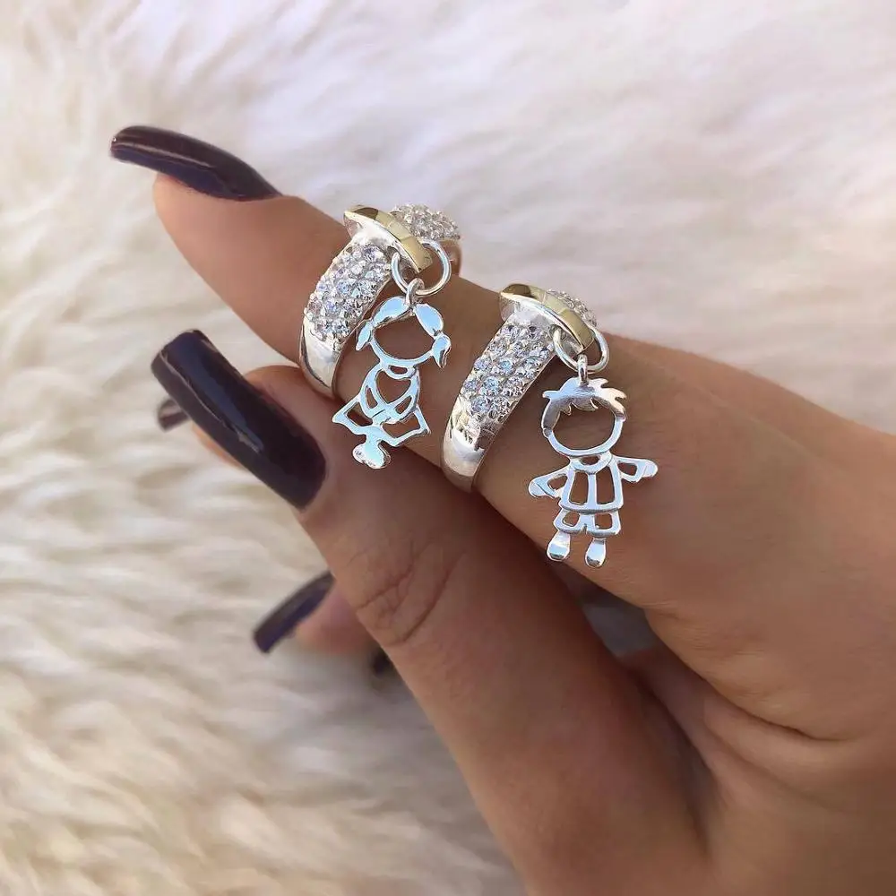 

8Seasons Fashion Creative Boy Girl Pendant Rings Hot Jewelry For Women Accessories Lovers' Engagement Party Finger Rings,1 PC