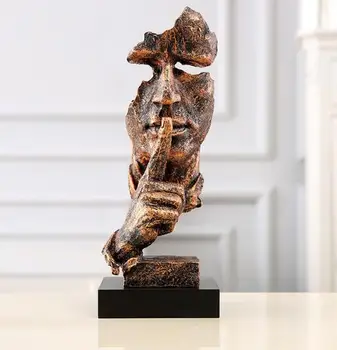 

Silence Is The Golden Thinker Man Statue Home Soft Decoration Living Room Office Decoration Resin Handicraft