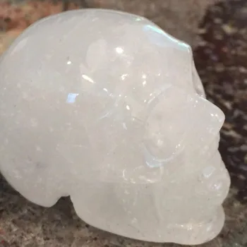 

6688004++++White Quartz Natural Crystal Carved Skeleton Healing Skull # SK219