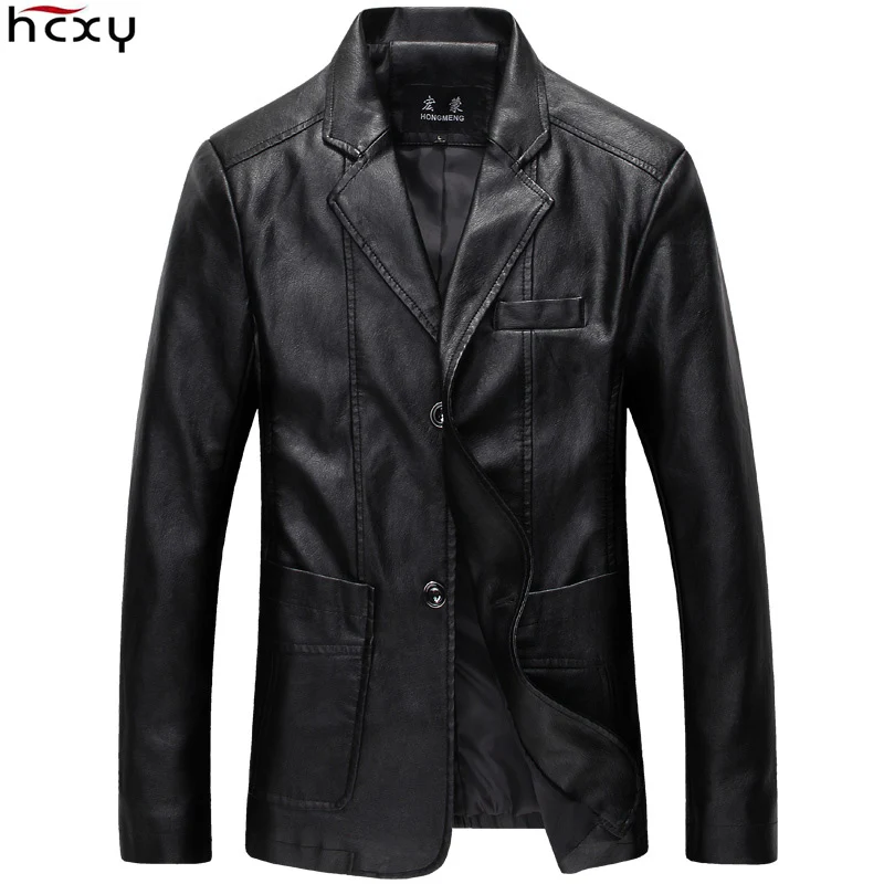 

2019 Spring Autumn Blazer Men Coat Motorcycle Jackets Male Casual Suit Jacket Men's PU Leather Jackets Coats Outwear Windproof