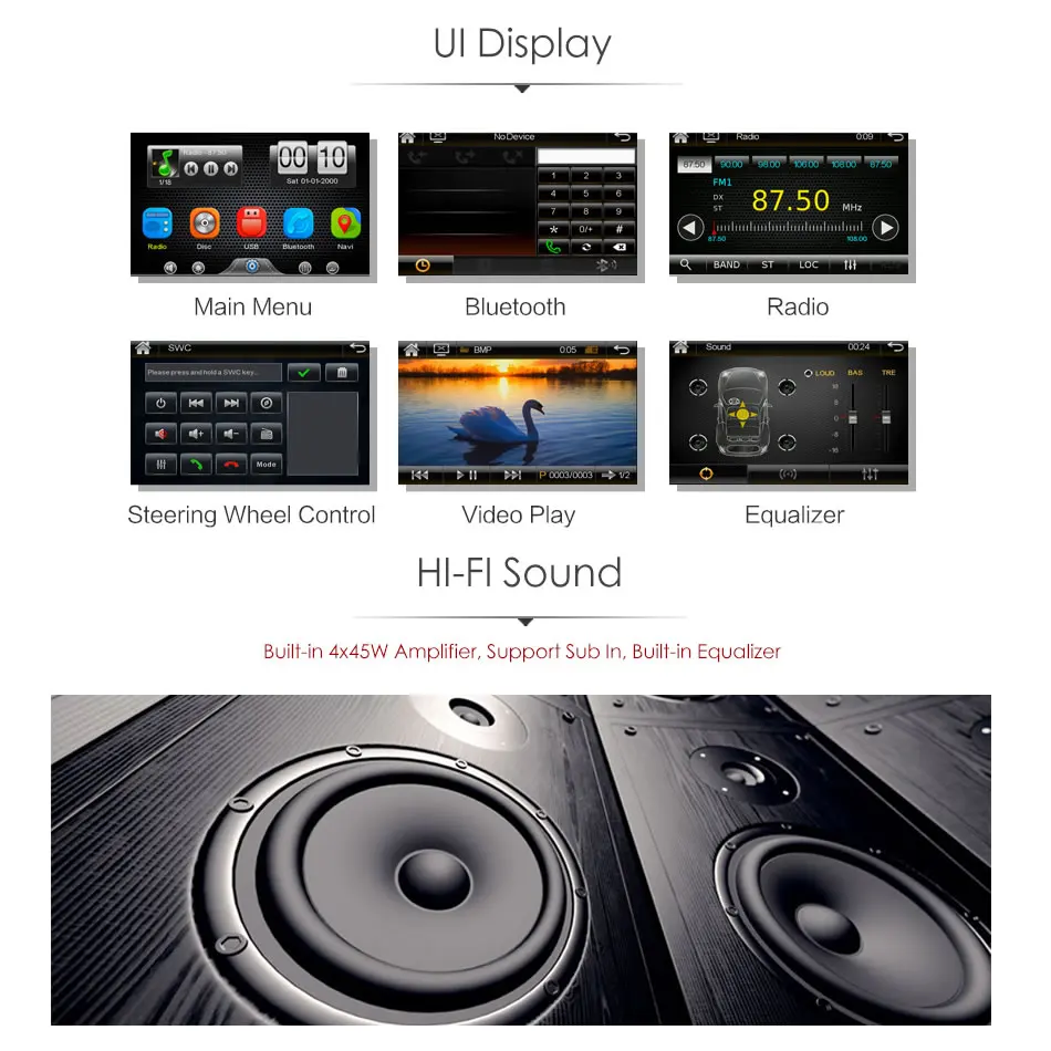 Flash Deal 2Din Universal Car In Dash Touch Screen Bluetooth Radio CD DVD MP3 Video Media Player Head Unit Stereos (Without GPS) 5