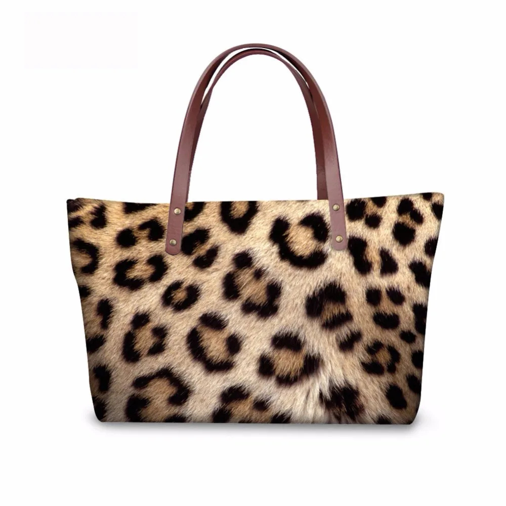 

Noisydesigns Women Handbag Girls Shopping Tote Waterproof Leopard cool Shoulder Bag bolsa feminina neoprene sac de plage