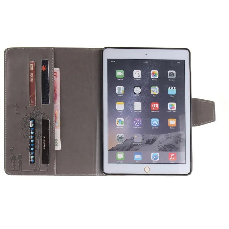 Tablet Cover For Apple Ipad Air 2 Case Magnet Stand Wallet Flip Embossing Lovers Dandelion Luxury Retro Card Holder For IPad 6 (34)