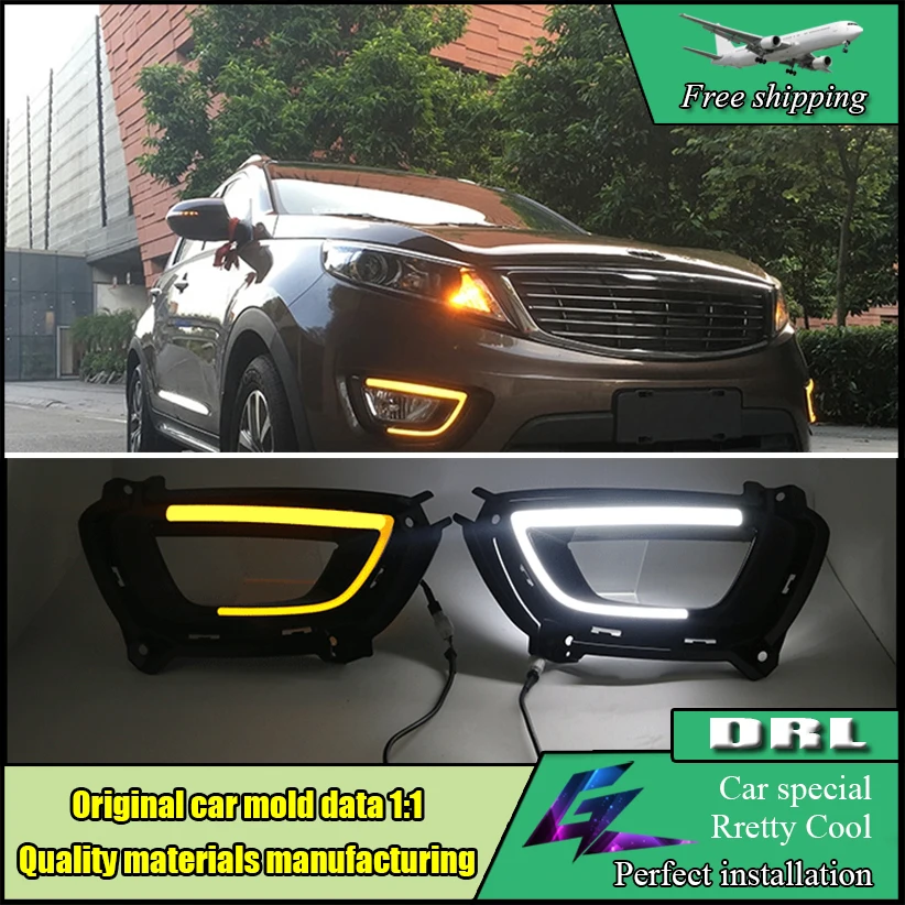 Carro led kit drl para kia sportage r 2014 2015 guia de alto brilho led