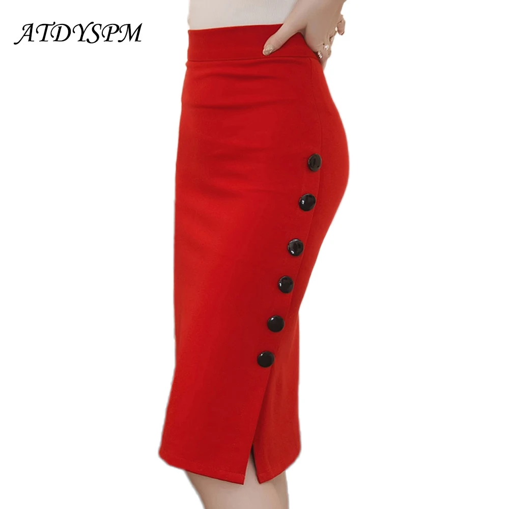 New Plus Size 2019 Women Skirts Sexy Slim Midi Skirts High Waist Pencil