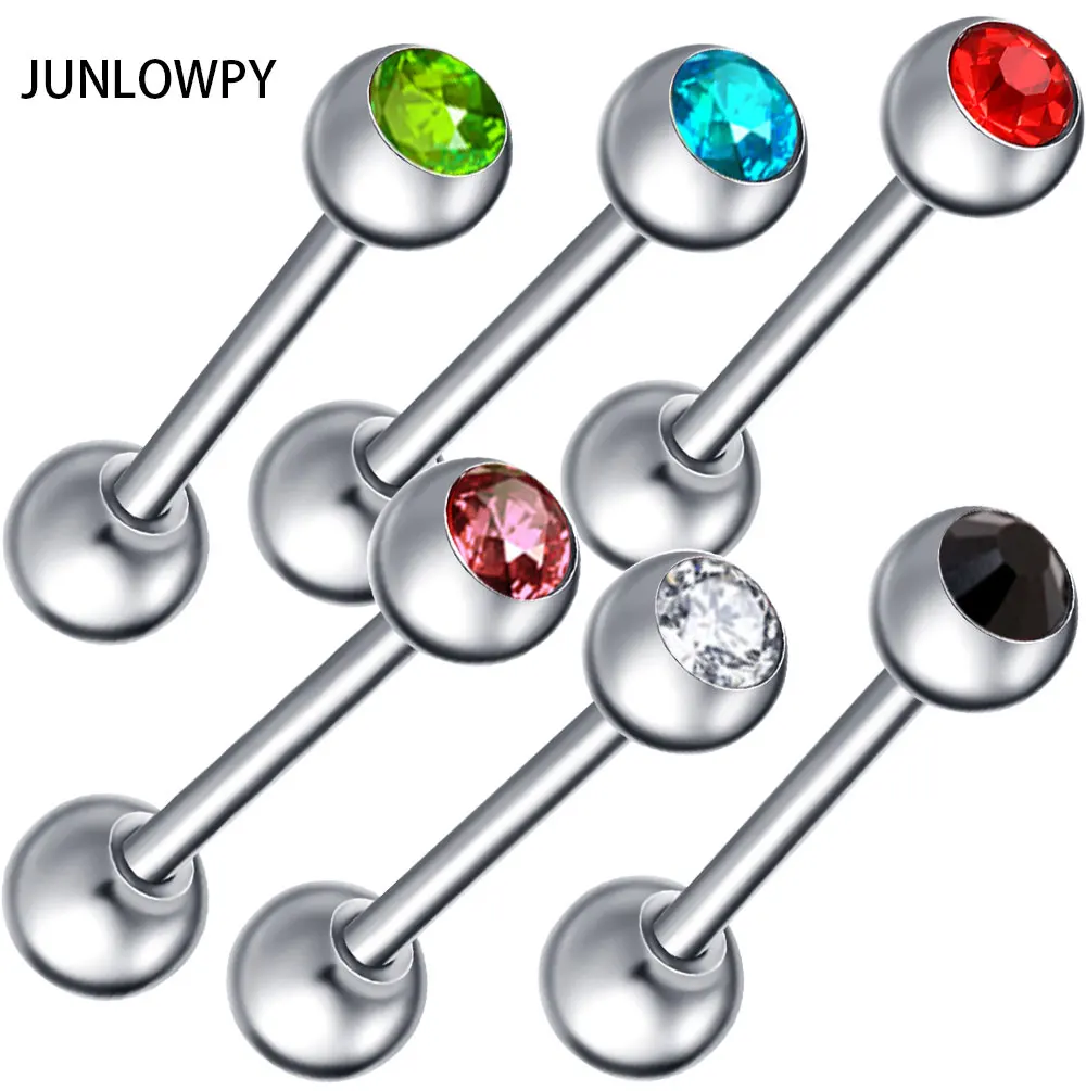 JUNLOWPY кольца для языка с одним драгоценным камнем 50 шт. пирсинг тела ювелирные