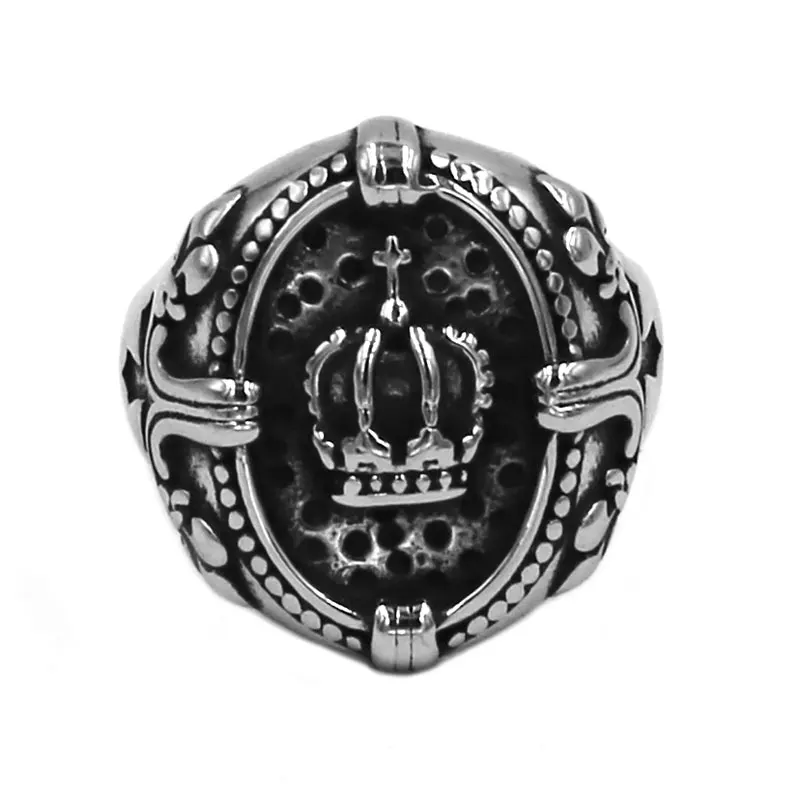 Кольцо с короной и крестом 316L, ювелирные изделия из нержавеющей стали, классическое Винтажное кольцо с короной для мужчин и женщин SWR0790
