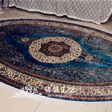 6'x9' синие шелковые ковры ручной работы овальные персидские цветы ручной вязки шелковые ковры для гостиной