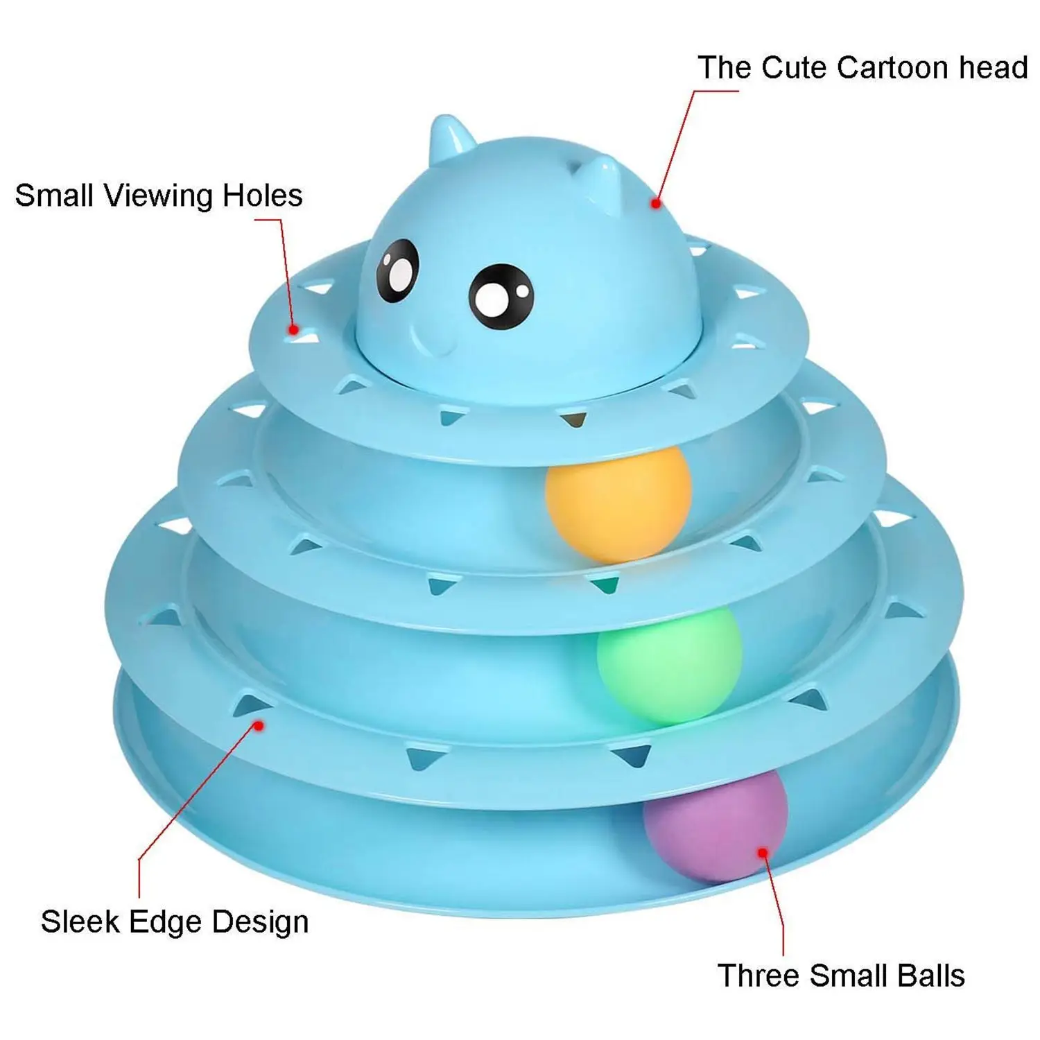 Cats Toys Ball Tower Cat Fun 3-Level Tower Ball & Track Indoor Cats Pet Roller Ball Cat Play Super Roller Super Fun PP Materia