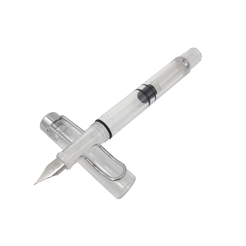 Новое поступление прозрачный перьевая ручка EF 0,38 мм Серебряный, с гравировкой зажим Цвет ручек молочного цвета для студент, школа, офис поставки