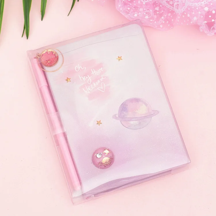 

1 set Ins Pretty Magic Starry sky Pair of Lovers Notebook Universe/Girl's mood and Secret Creative Diary Book With pen