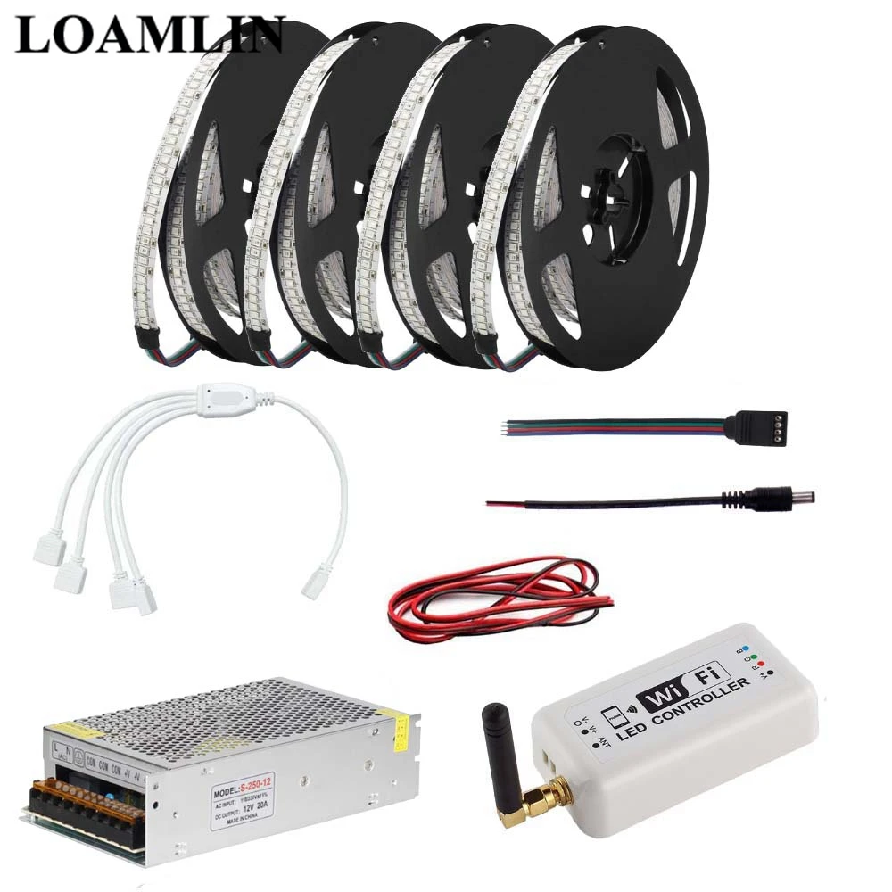 

5M 10M 15M 20M 2835SMD 234Leds/m RGB Led Strip Light With RGB WIFI Led Controller DC12V Power Supply Kit