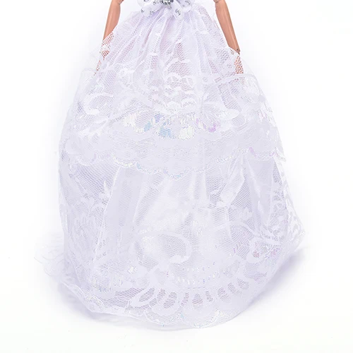 Модное красивое белое Кукольное платье принцессы; свадебное платье; вечерние кружевные платья; аксессуары для Барби; Кукольное платье для девочек