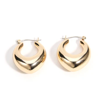 

SRCOI U Shape Thick Small Hoop Earrings Female Geometric Gold Color Circle Smooth Hoops Earrings For Women Party Fashion Jewelry