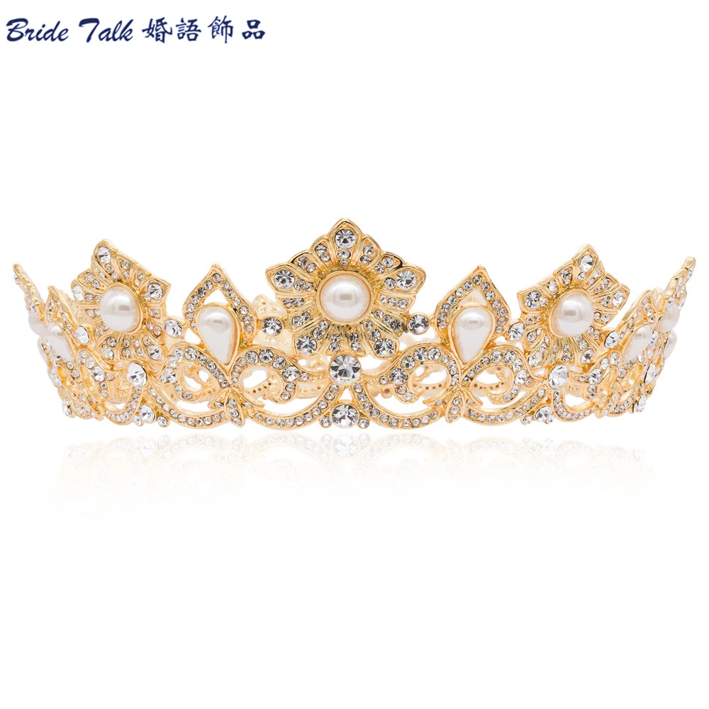 

High Quality Bridal Pearl Tiaras and Crowns Austrian Crystals Wedding Tiara Hair Jewelry Prom 2015 Brand SHA8647