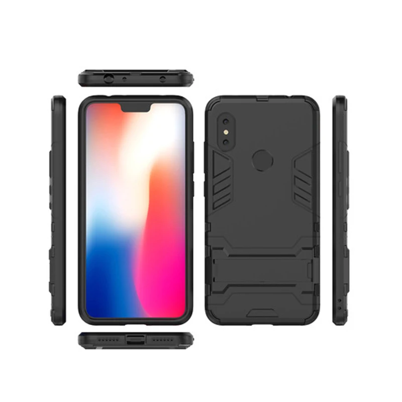 

Two-in-one bracket mobile phone case for redmi note 6 TPU+PC solid color back cover armor anti-fall phone case for note 6 pro
