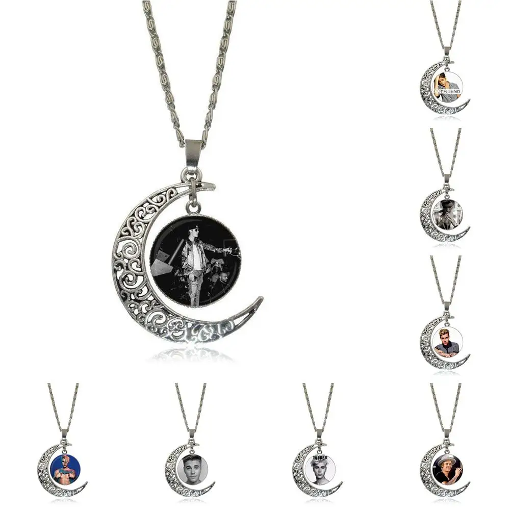 

EJ Glaze Justin Bieber For Women High Quality Girls Glass Cabochon Pendant Necklace Fashion Necklace