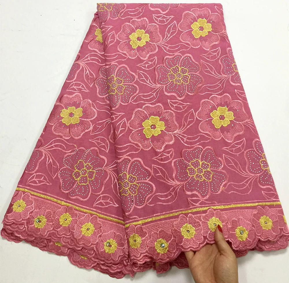 

African Swiss Lace Fabric 2019 High Quality Swiss Voile Lace In Switzerland Pink Cotton African Dresses For Women Dress