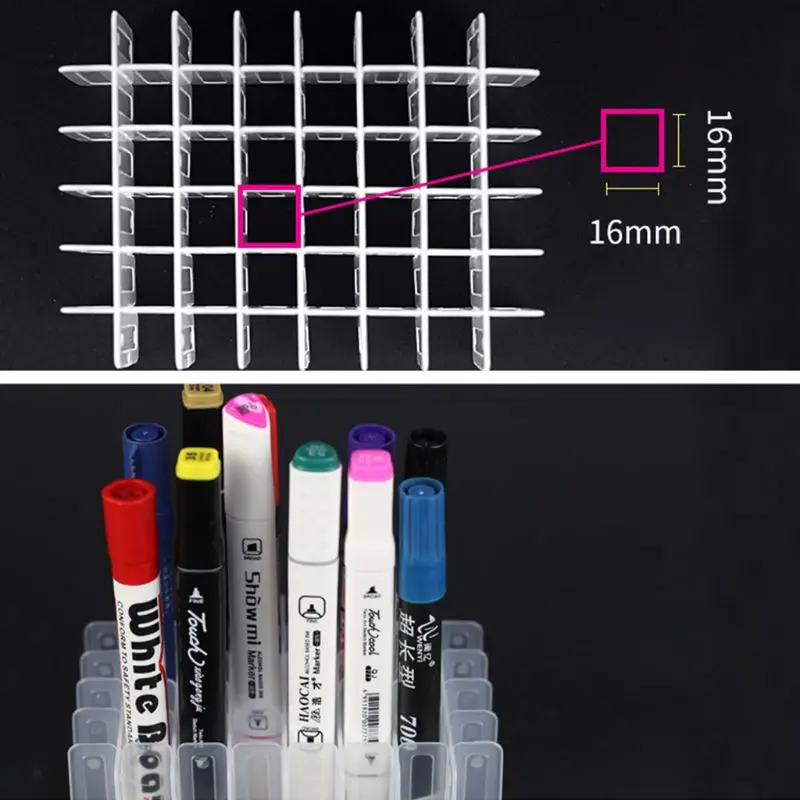  Transparent Marker Pens Storage Box Container Art Craft Tray Office Desk Organizor Home School Stud