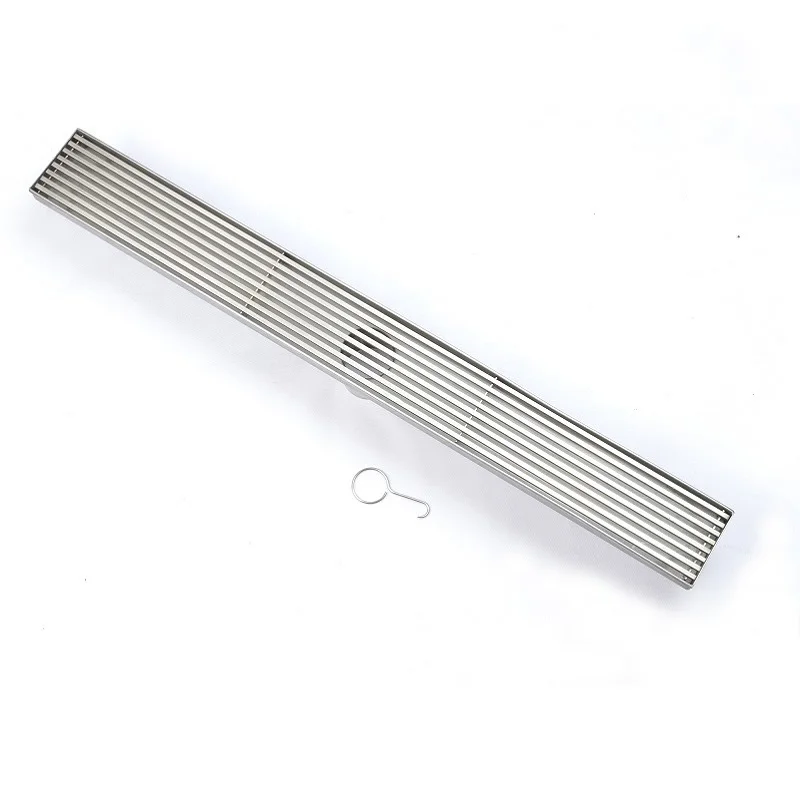 

steel straight bars, rectangular grille surface, bathroom rain, deodorant floor drain, large displacement sink
