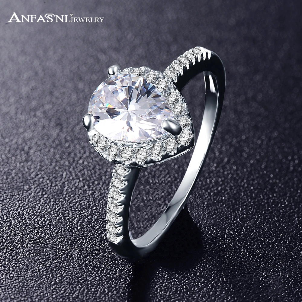 ANFASNI Unique Design Elegant Wedding Rings Silver Color Micro Inlay AAA Zirconal For Unisex Jewelry Bijouterie CRI0137-B