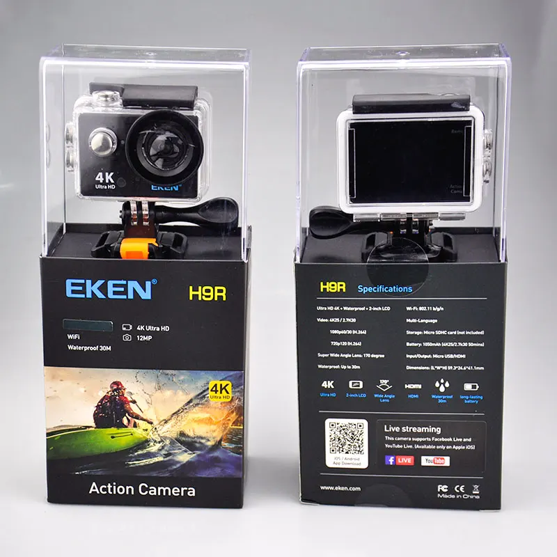 Оригинальная Экшн-камера eken H9/H9R Ultra FHD 4K 25FPS, Wifi, 30 м, водонепроницаемая, 2 экрана, 1080 p, подводная, go, Спортивная камера extreme pro
