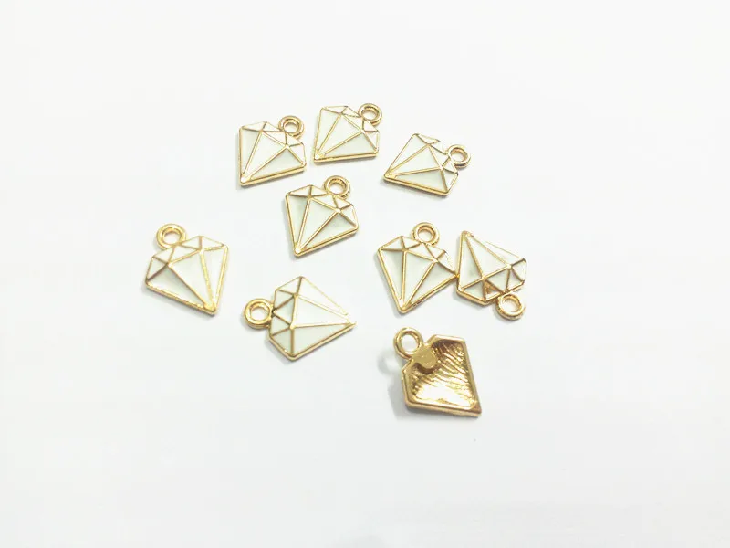 Wholesale 15mm*12mm 30pcs/lot Gold All White Enamel Charms Pendantsin