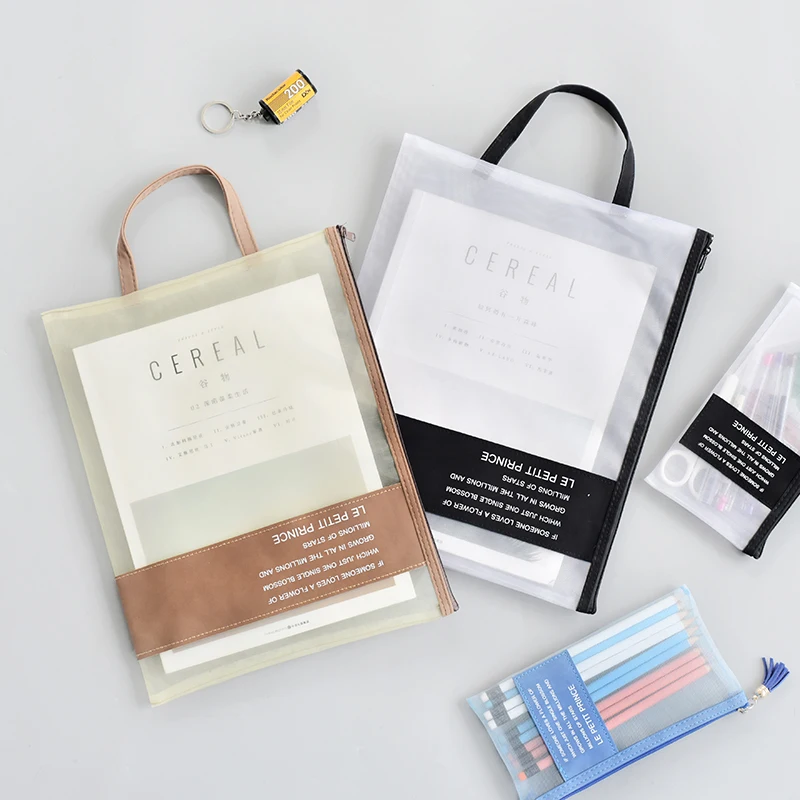 1 Pcs Transparent Fashion B6 A4 Zipper Closure Folders Document Filing Bag File Folder Stationery Product | Канцтовары для офиса и