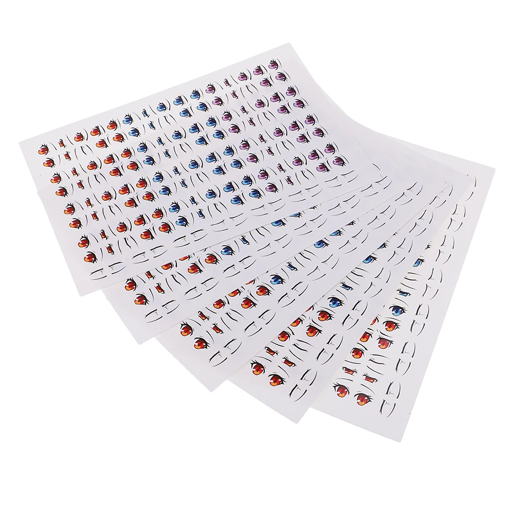 5 Sheets Assorted Eyes Stickers DIY Doll Accessories Cartoon Toy Eyes Cute Anime Figurine Dolls Eye Paster Face Clay Decals Mold
