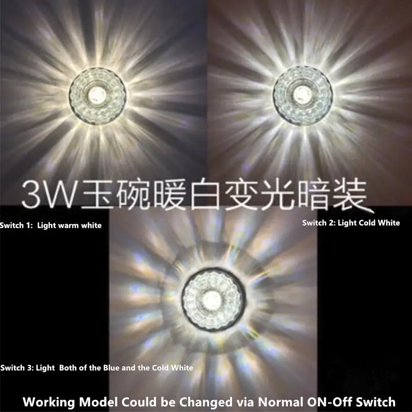 3 W/5 W поверхностный Кристалл Потолочные светильники точечные лампы лампа для крыльца веранды AC220V 110 V для внутреннего Спальня домашнего освещения