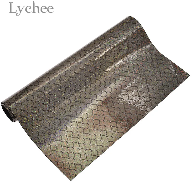 Lychee 21x29 см русалка блестящая искусственная ткань красочный синтетический кожаный материал для шитья самодельный поставки